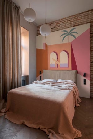 dormitorio terracota papel pintado paraiso mar panoramico