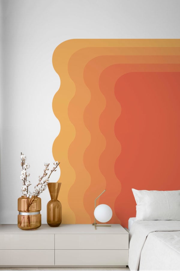habitación naranja papel pintado marco ondulado divertido pop urbano