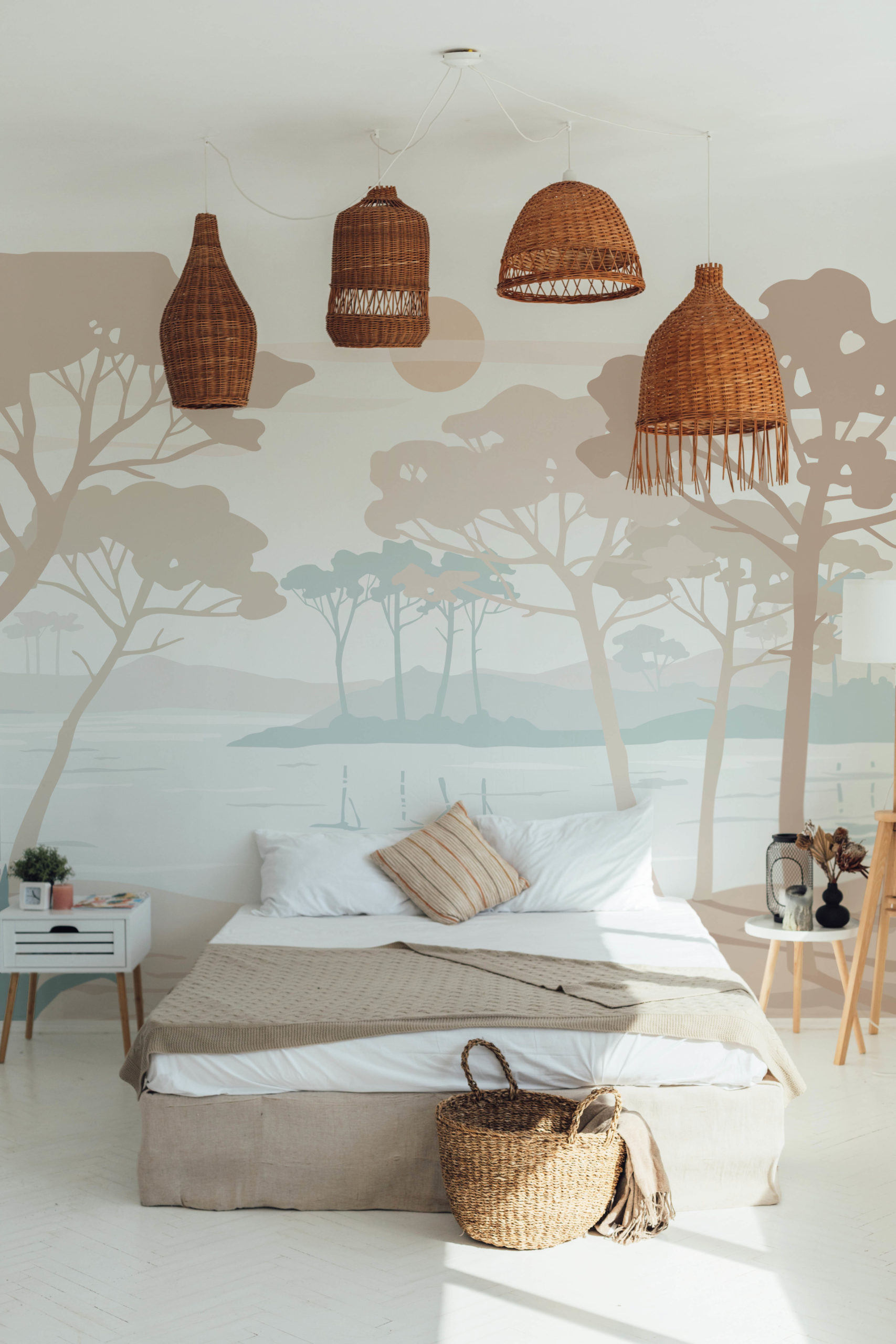 chambre papier peint panoramique lagune évasion végétal