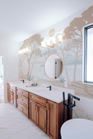 salle de bain papier peint panoramique lagune évasion végétal
