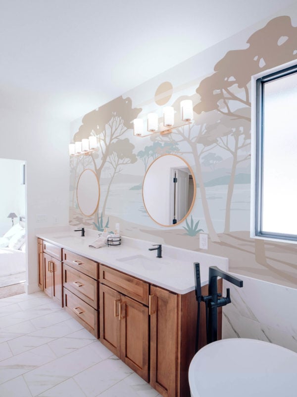 cuarto de baño papel pintado panorámico laguna evasión végétal