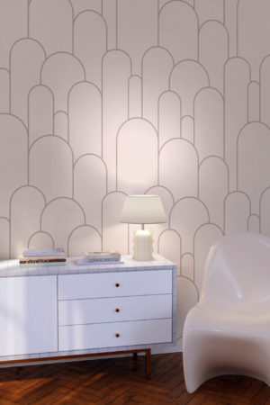 salon rose papier peint colonnes de la lena géométrique