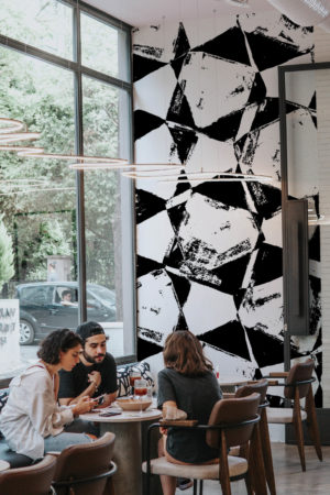 espace public noir & blanc papier peint peinture abstraite panoramique