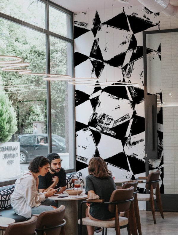 espace public noir & blanc papier peint peinture abstraite panoramique