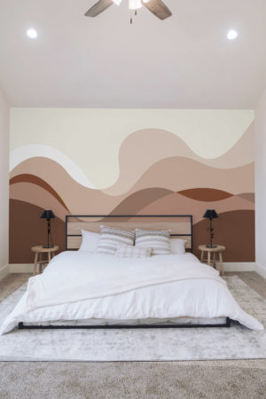 chambre terracotta papier peint ondulations panoramique pop urbain