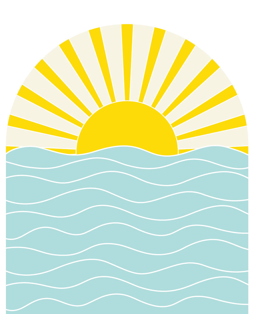 motif papier peint coucher de soleil sur l'océan géométrique multicolore