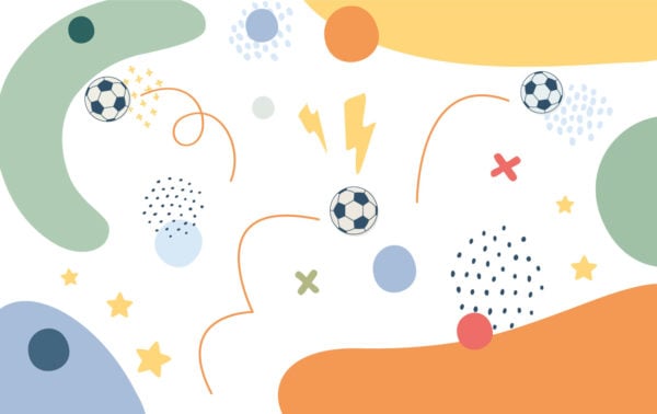 Papel pintado diseño fútbol infantil panorámico multicolor