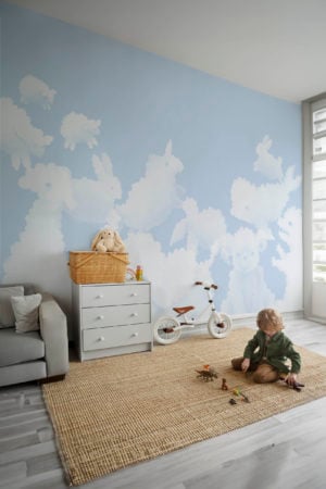 papel pintado dormitorio infantil la tête dans les nuages pop