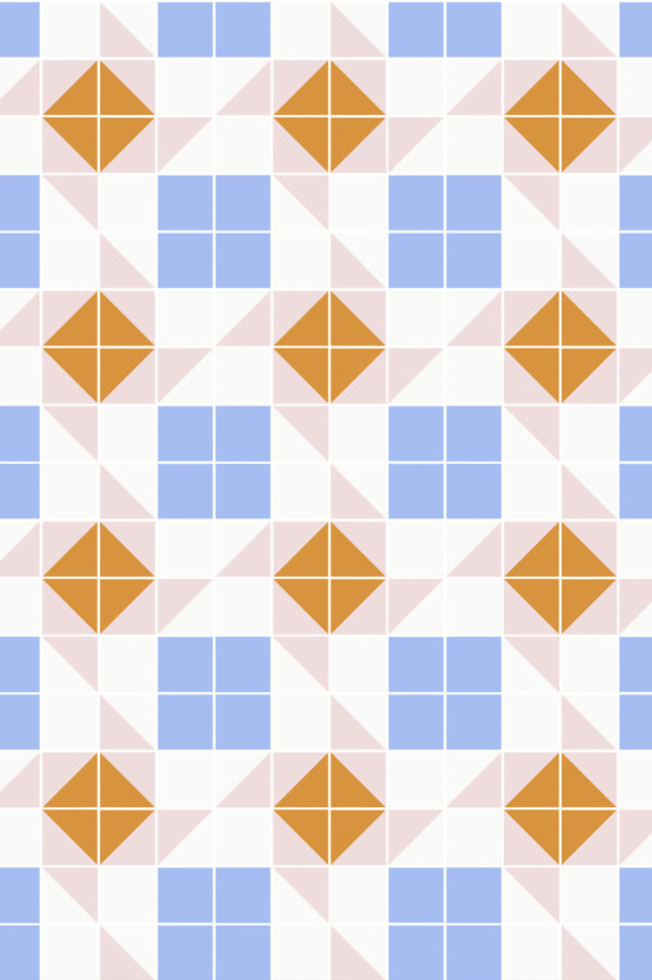 papel pintado mosaico geométrico panorámico motivo naranja