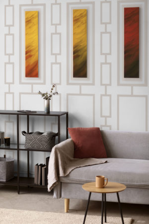 salon beige papier peint série géométrique vintage panoramique