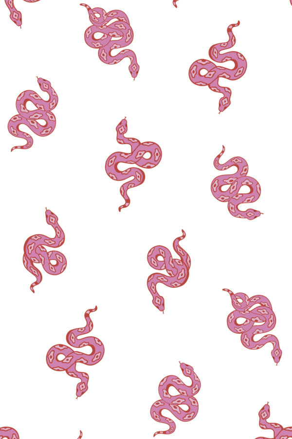 motif papier peint serpent rose pop animal