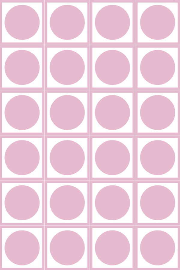 Papel pintado motivo rosa mosaico círculos pastel cuadrícula geométrica