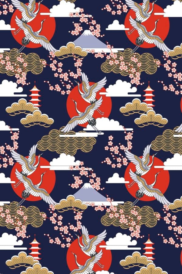 motif bleu papier peint parenthèse japonaise panoramique