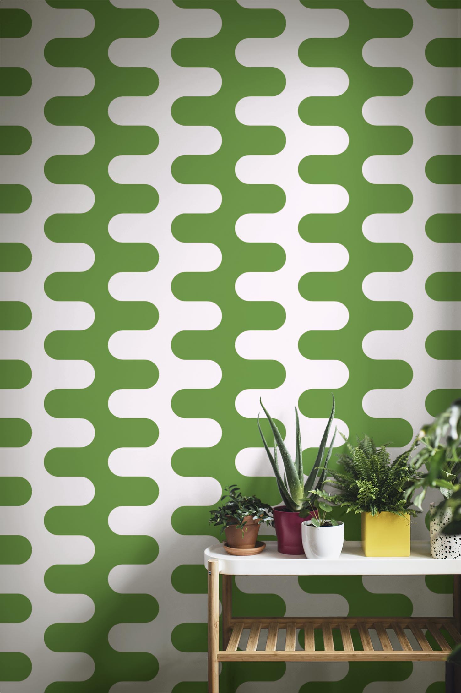 n520 vert salon salon vert papier peint courbes colorées pop vintage retro