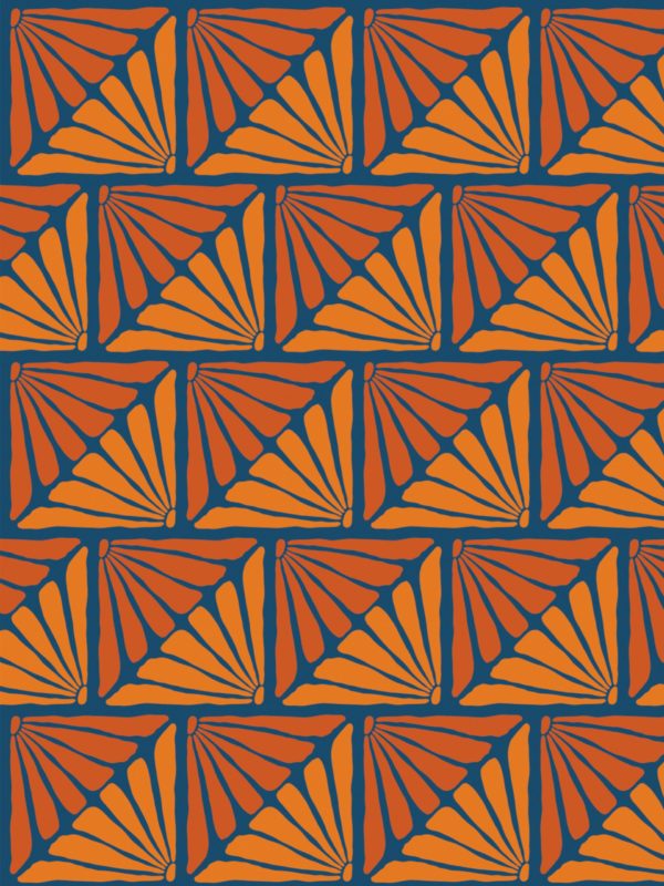 motif orange papier peint éclat floral contemporain pop