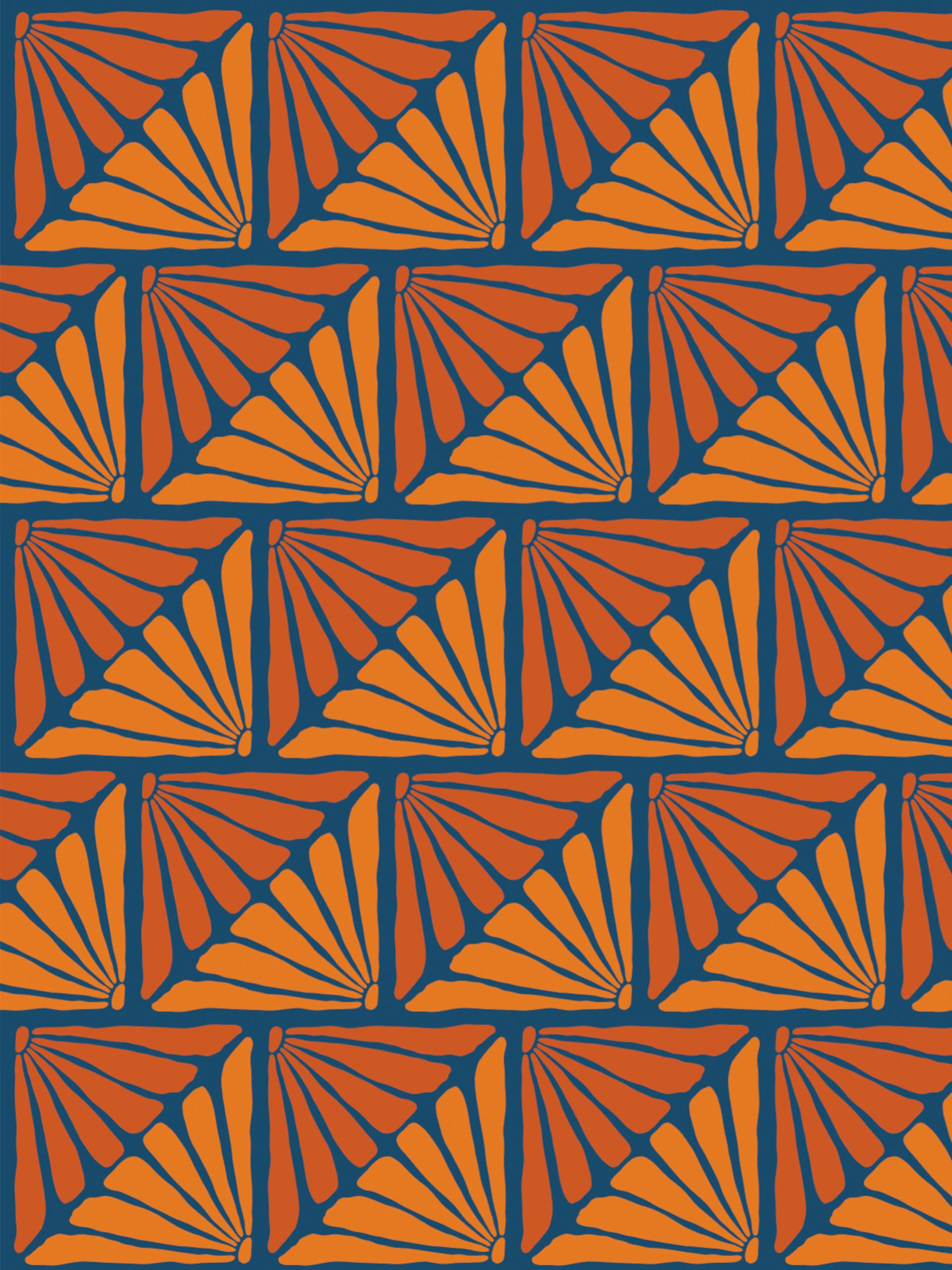 motif orange papier peint éclat floral contemporain pop