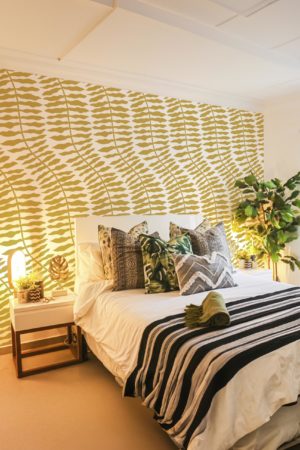 chambre vert papier peint fougère tropicale panoramique végétal