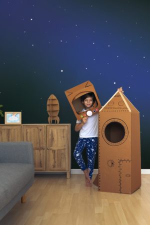 papel pintado salón panorámico noche estrellada galaxia