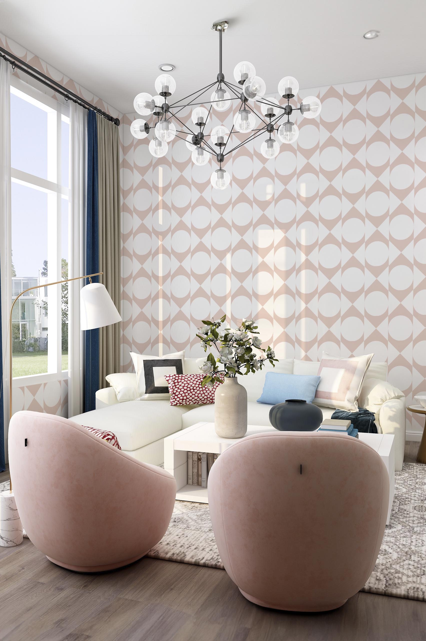 n533 pink living room wallpaper geometric harmony living room pink geometric harmony wallpaper
