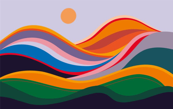 motif multicolore papier peint horizon ondulé panoramique paysage