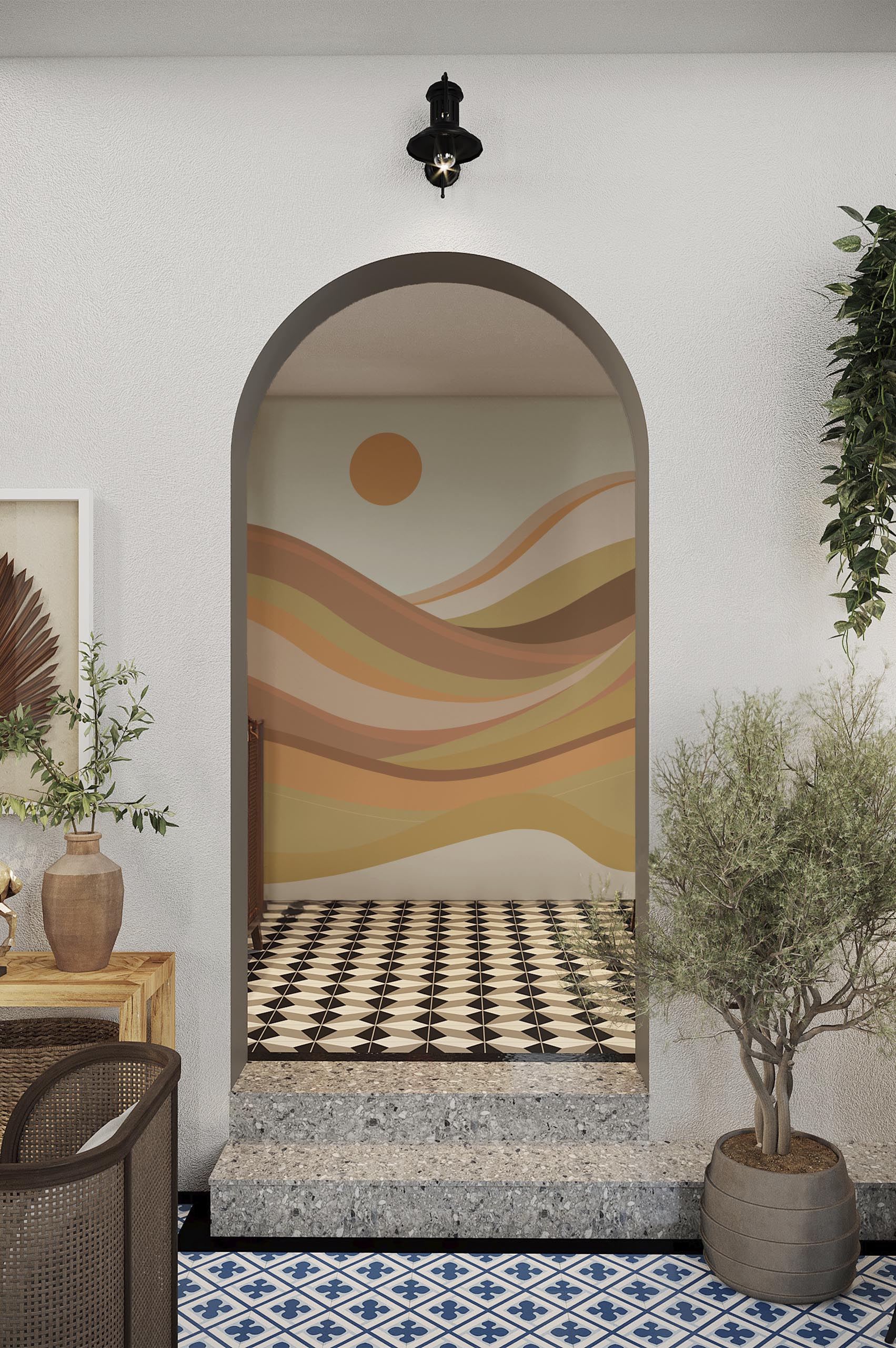 n538 SALON papier peint horizon ondulé panoramique paysage salon kaki papier peint horizon ondulé panoramique paysage