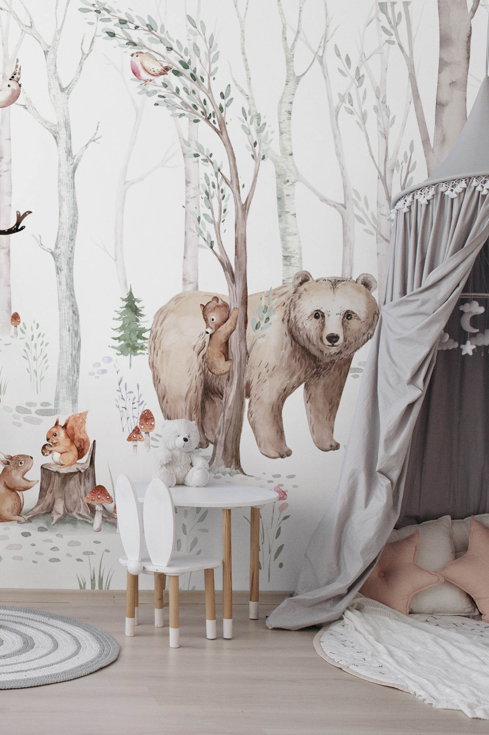 Papier peint animaux foret chambre enfant