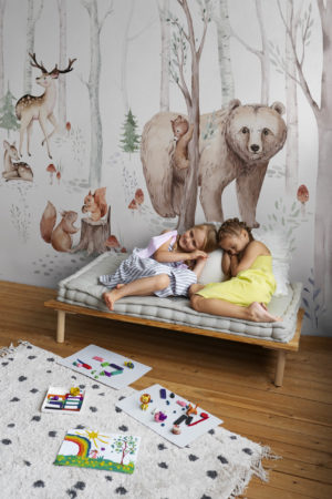 Papier peint animaux foret chambre enfant