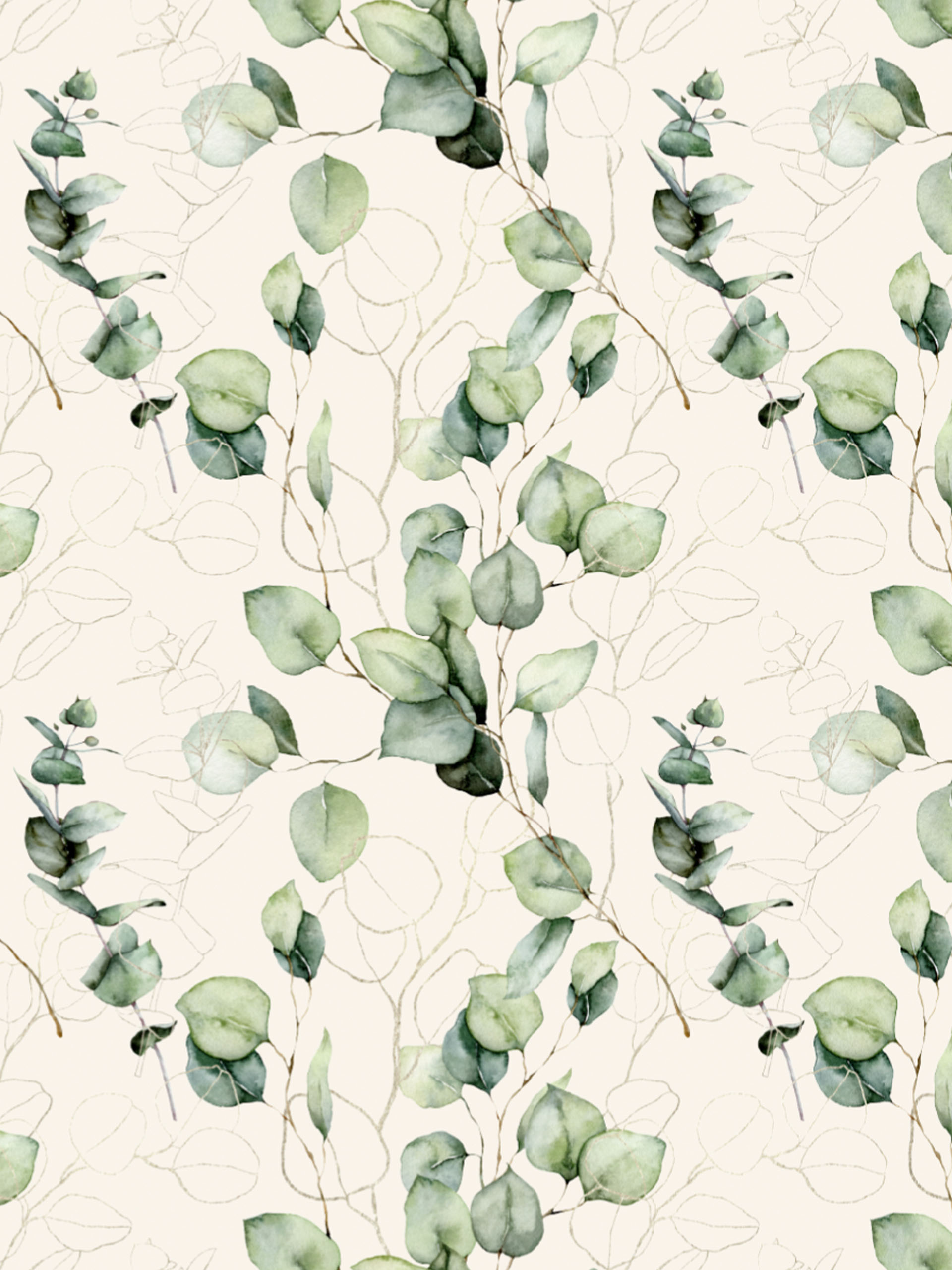 Papier peint feuillage beige motif