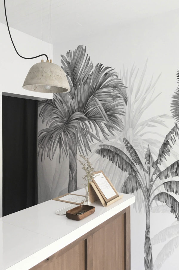 Papier peint jungle noir-blanc espaces publics