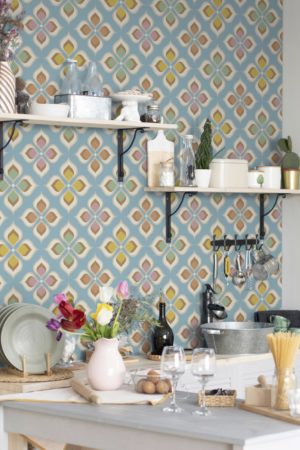 Papier peint vintage multicolore cuisine