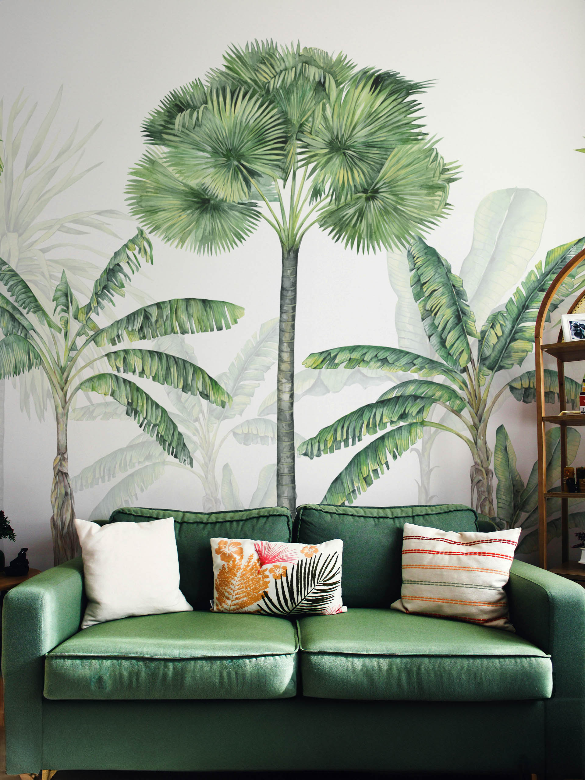 Papel pintado verde jungla para el salón