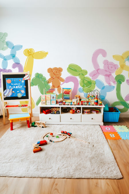 Papier peint animaux ballons chambre enfant