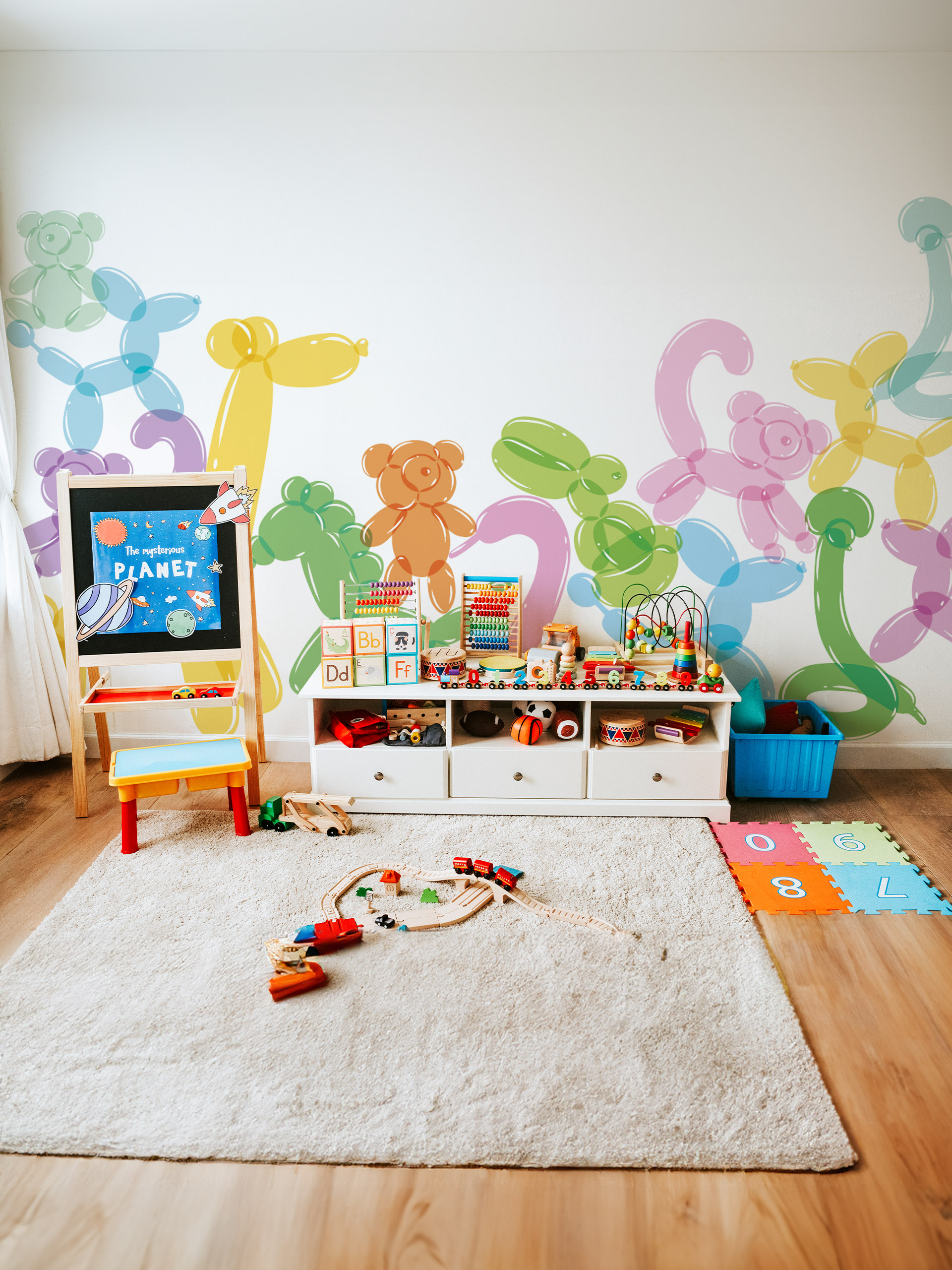 Papel pintado Animales en globo Dormitorio infantil