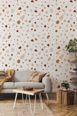 Papier peint terrazzo tendresse beige salon