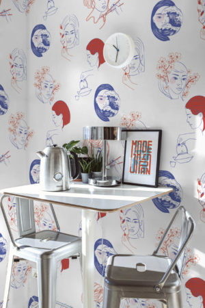 Papier peint visage coloré blanc cuisine