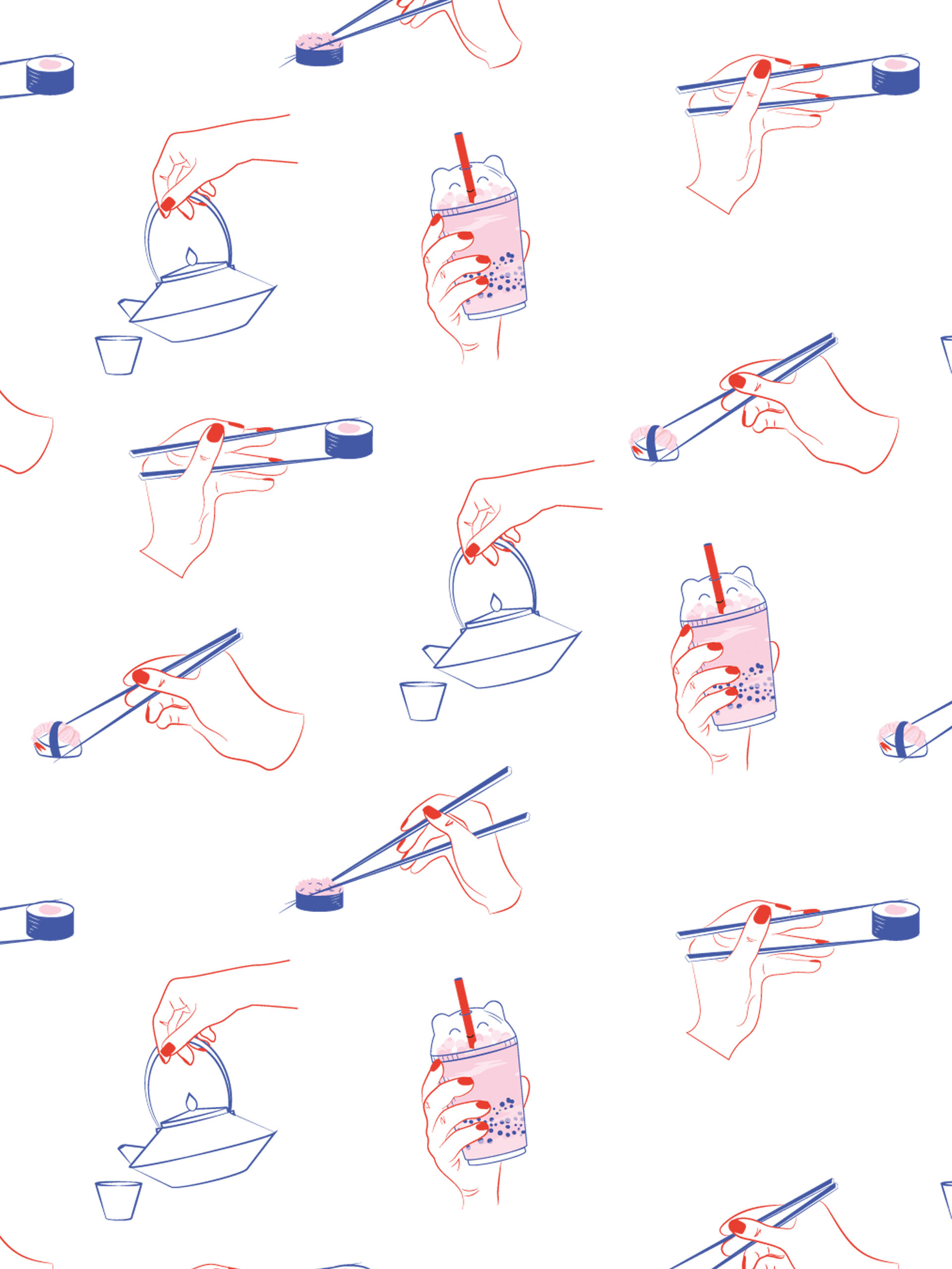Japanese flavors wallpaper pattern