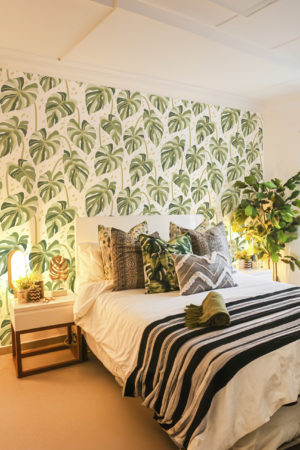 papier peint feuilles jungle vert chambre