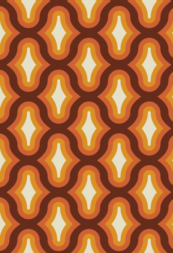papier peint vibrations vintage orange motif