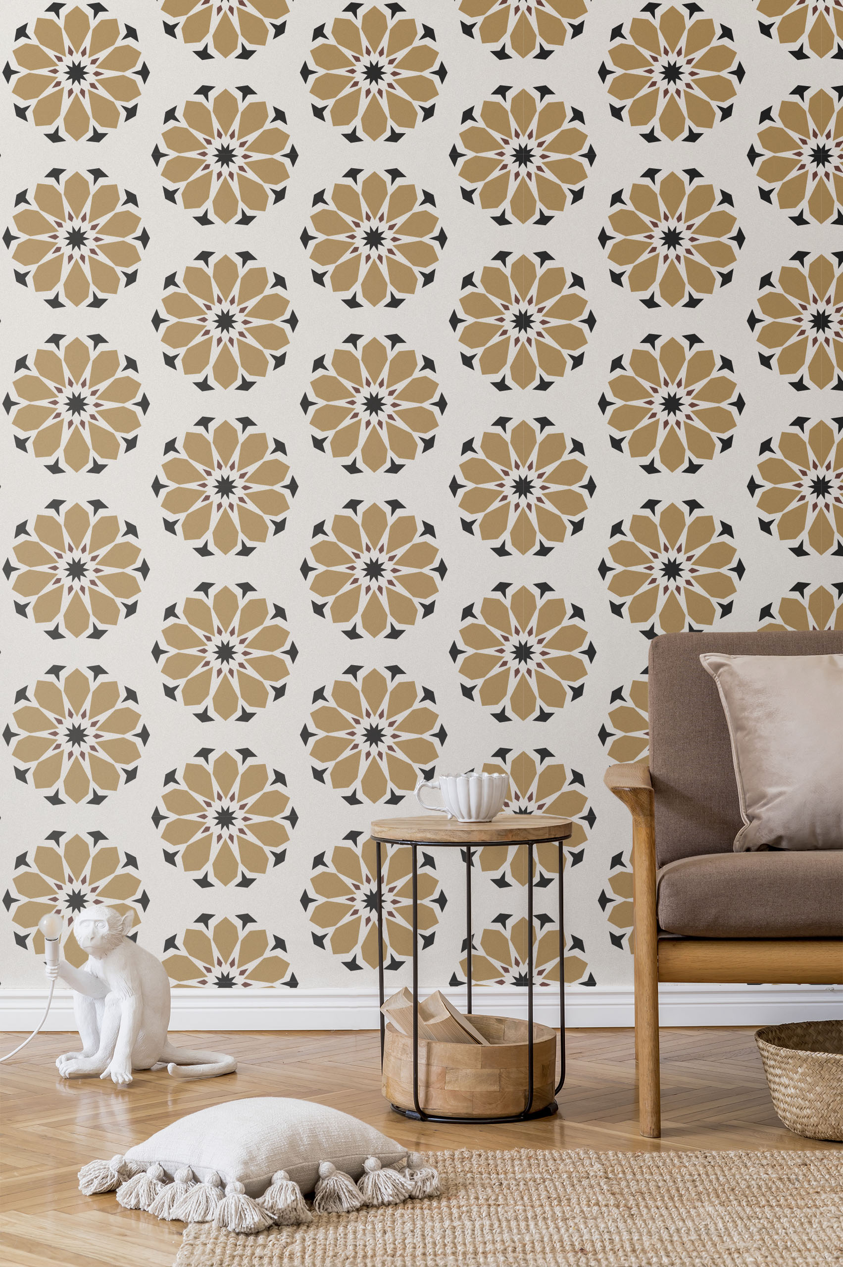 Arab Golden Living Room Arabesque Dorée Salon Wallpaper