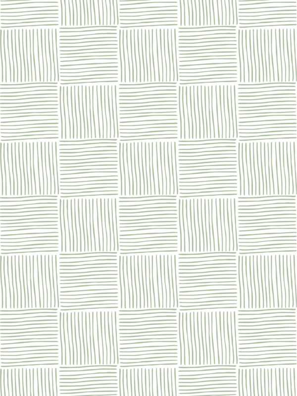 Green Zen Square Pattern Wallpaper