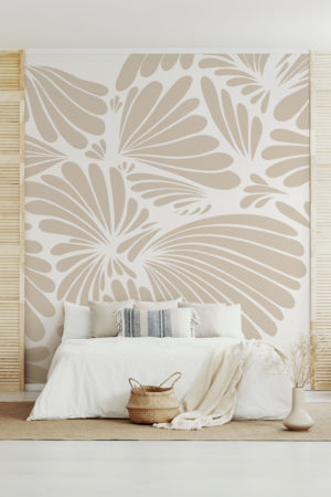 papier peint floral pétale beige chambre