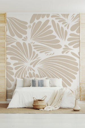 papier peint floral pétale beige chambre