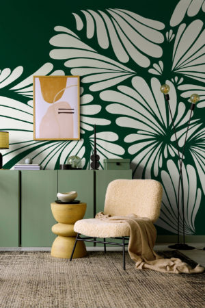 papier peint floral pétale vert salon