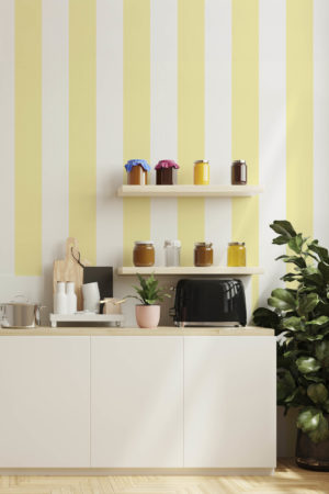 papier peint ligne jaune pastel cuisine
