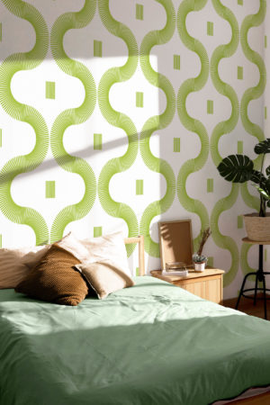 papier peint courbes élégantes vert chambre