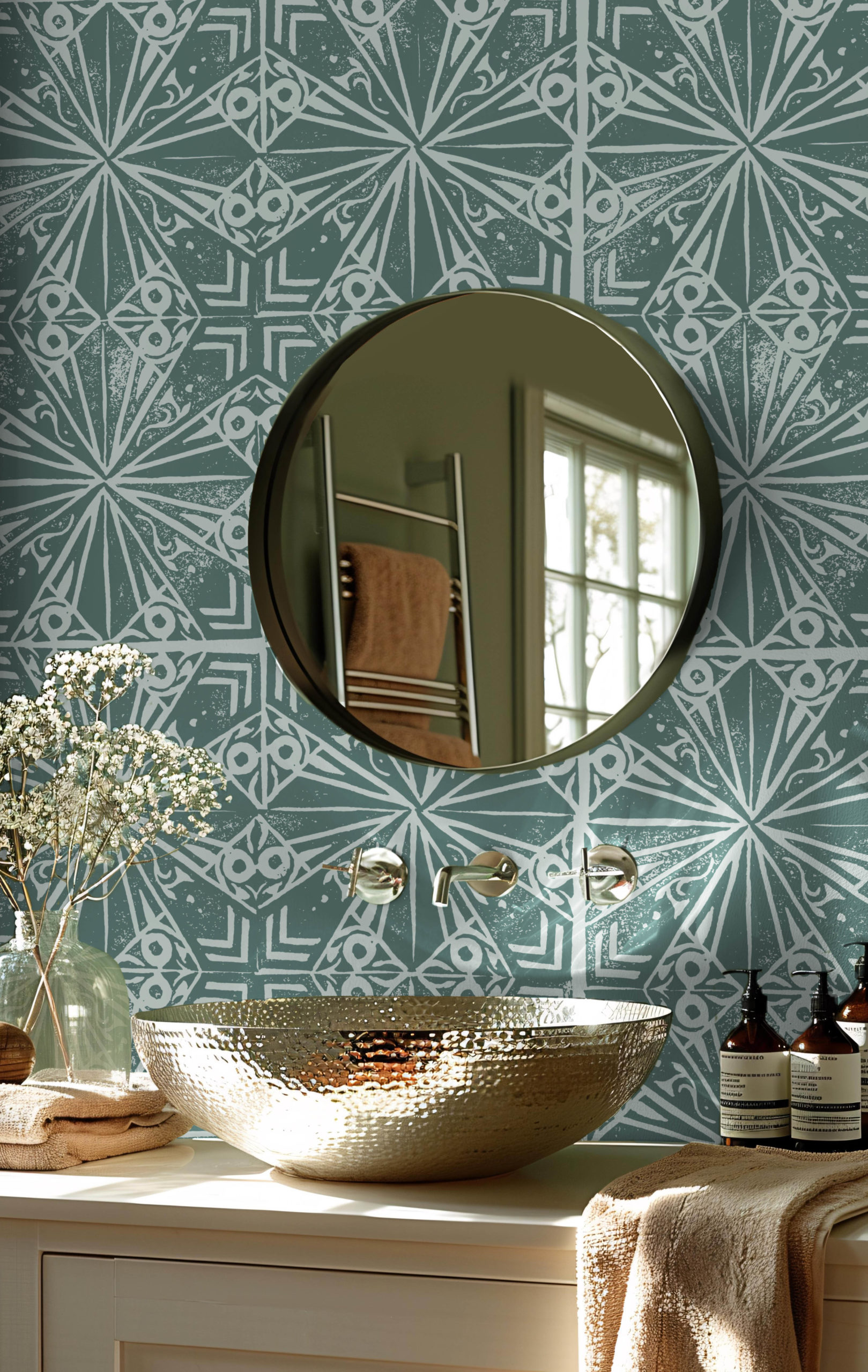 Nº605 : Papel pintado - Emerald Art Deco - baño N°605 : Papel pintado - Emerald Art Deco - baño