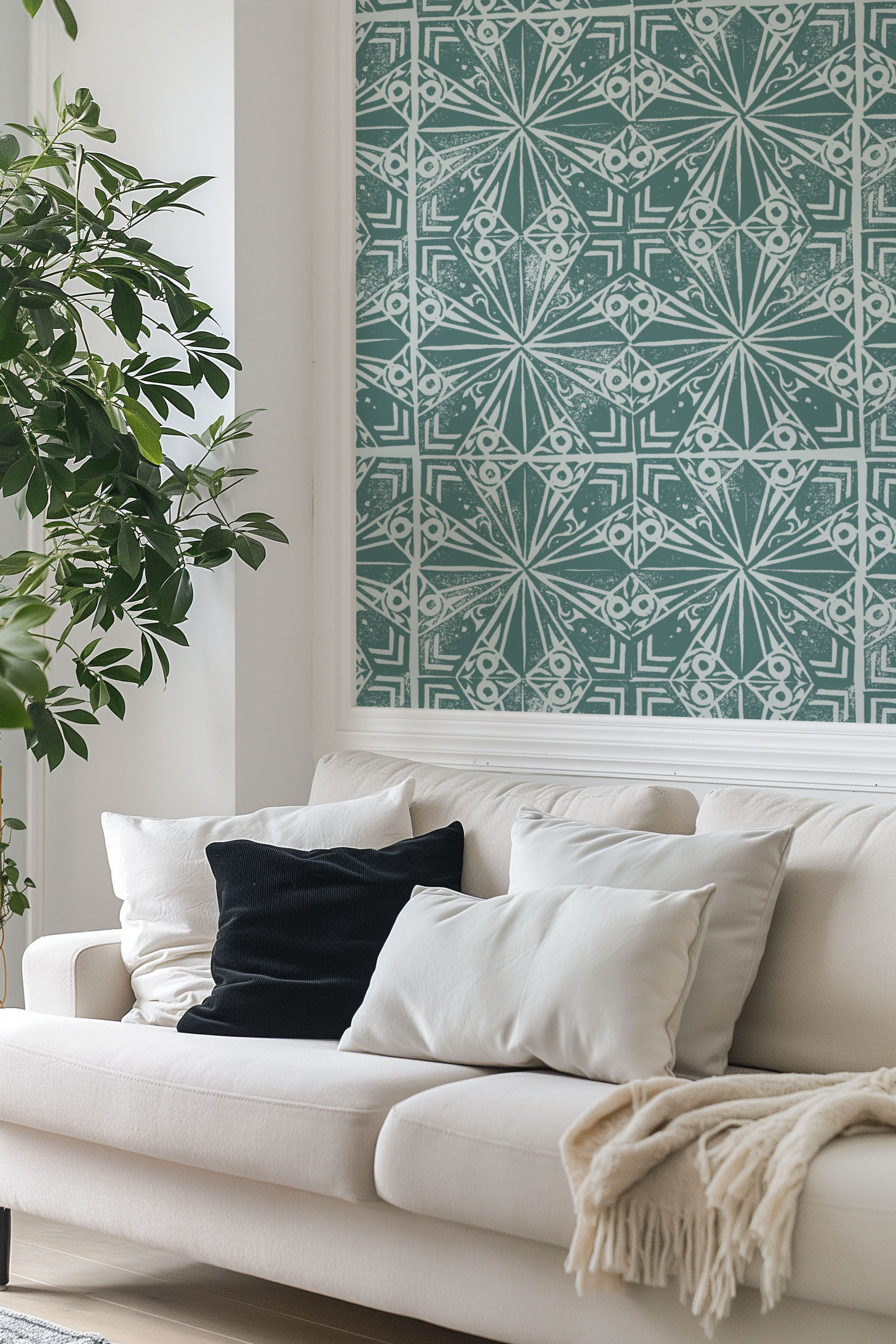 2 N°605 : Papel pintado - Emerald Art Deco - salón2