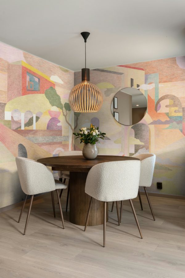 Anne Suze dining room dream city wallpaper