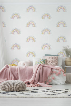 papier peint n621 arc en ciel pastel chambre enfant