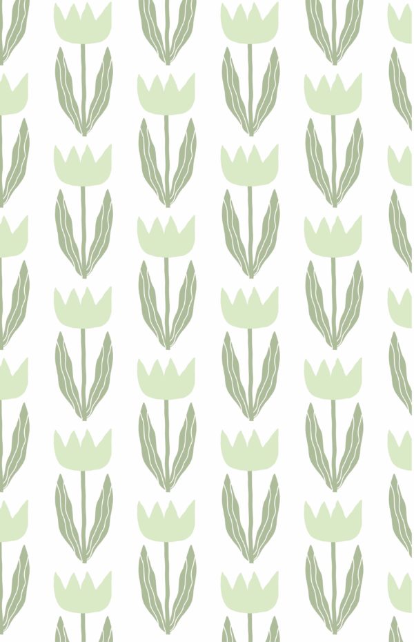 N°640 : Tulipes Sauvages - vert - motif